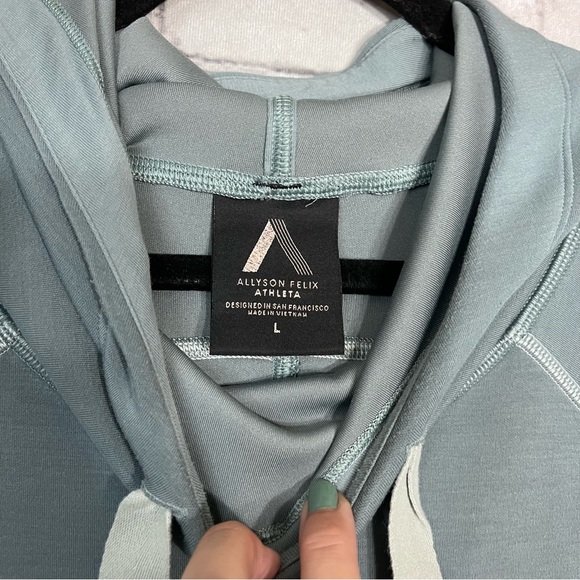 -Athleta Sage Green Hooded Pullover Sweater Size Large - Picture 6 of 15